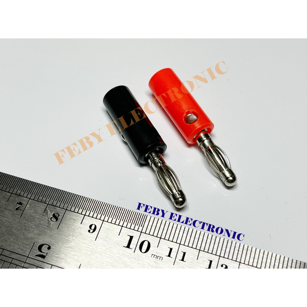 MERAH Banana Socket Jack Male Banana Terminal 1 คู่เชื่อมต่อสีดําแดง
