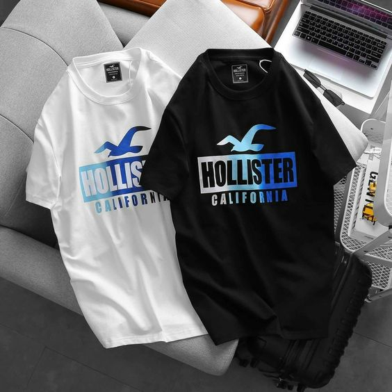 เสื้อเชิ้ตผู้ชายผู้หญิง HOLLISTER เสื้อยืด GRADATION ART LOGO TSHIRT CASUAL COLLECTION