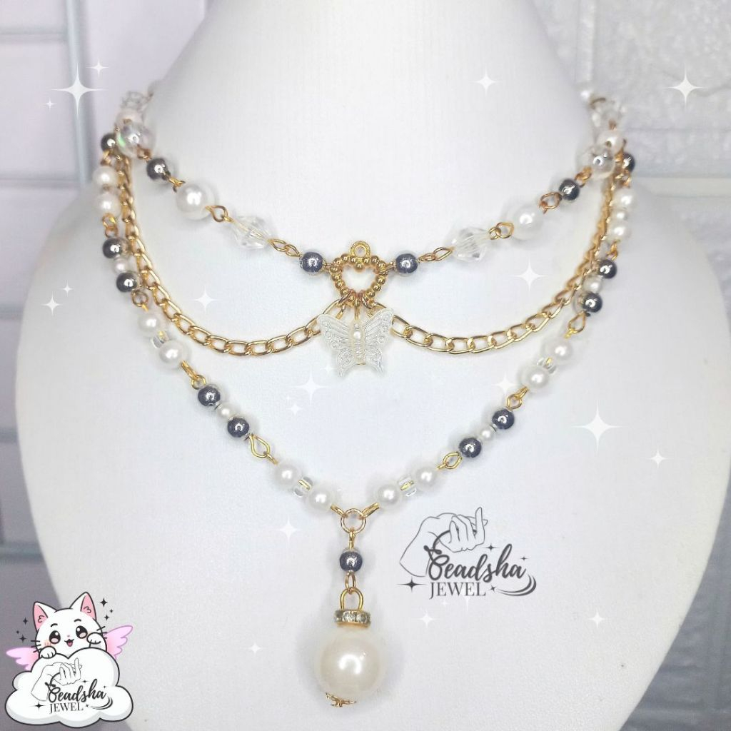 [STAIN Rust] Golden Heart - Beadha Jewel / สร้อยคอลูกปัด / สร้อยคอลูกปัดความงาม / Women& 39;s Neckla