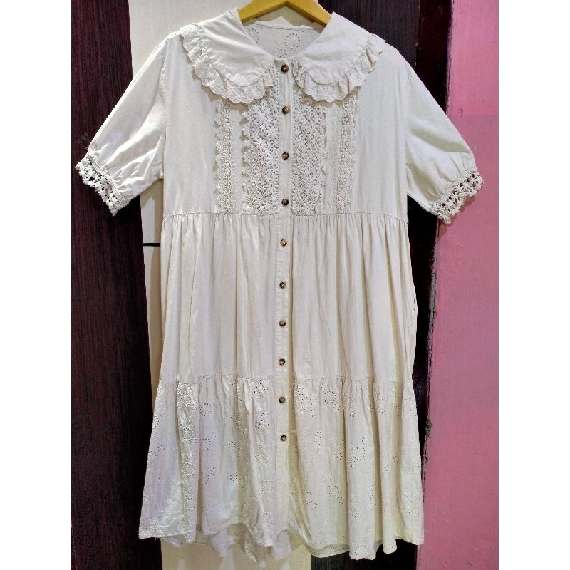 ชุดเดรสแคทโบล ปักลายกะลาสี (TF shopeepay 55)