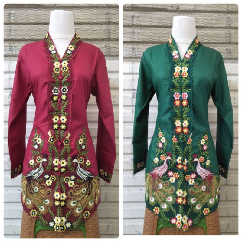 แขนยาว Encim Kebaya Modern Encim Kebaya Jumbo Encim Kebaya ปัก Encim Kebaya Modern Betaw Kebaya สีขา