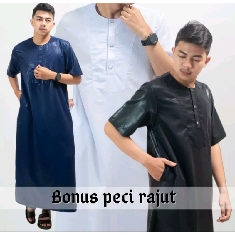 Asy - SYAFIQ gamis peria แขนสั้นคอปกธรรมดา gamis ผู้ชาย