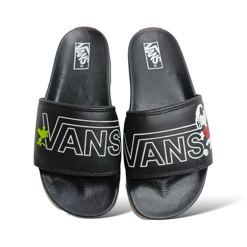 รองเท้าแตะผู้ชาย Slop รองเท้าแตะผู้หญิง Vans Snoppy รองเท้าแตะแบบสวม รองเท้าแตะลําลองสีดํา