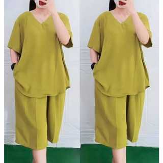 Setelan Jumbo Wanita Bahan Crinkle Airflow Polos terbaru dan terlaris