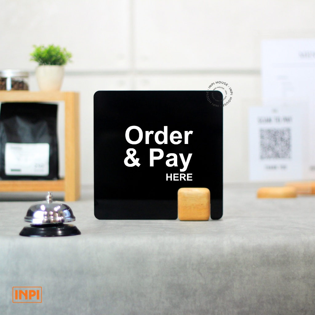 ป้าย KAYU สั่งซื้อและชําระเงิน Here Square Acrylic Wood - INPI House
