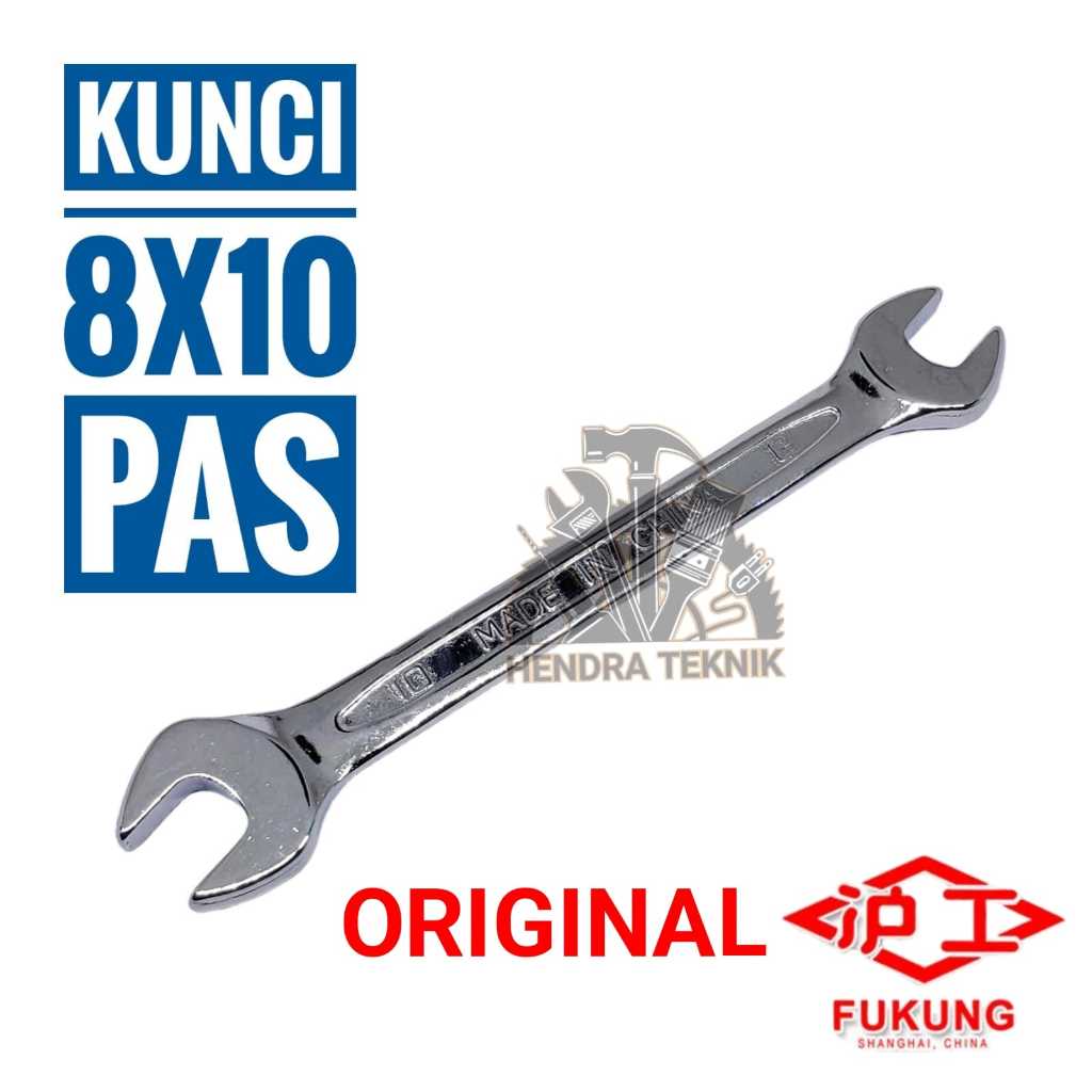 ORIGINAL FUKUNG WRENCH 8x10 OPEN WRENCH 8mm x 10mm WRENCH 8/10 DOUBLE OPEN END REPTAIL WRENCH SATIN