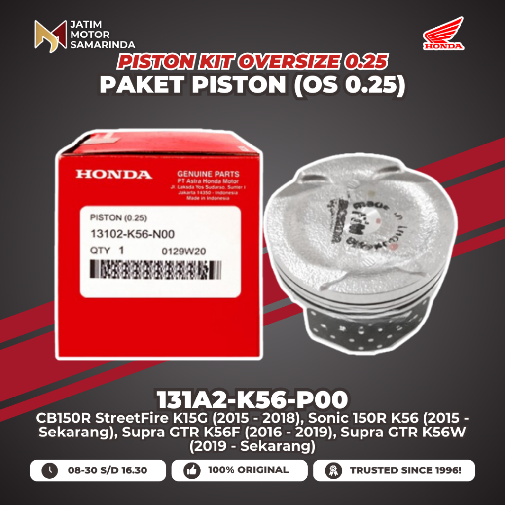 ชุดลูกสูบ Honda AHM 131A2-K56-P00 K56 OS Oversize 0.25 25 CB150R Streetfire CB150Z CBR 150R Sonic 15