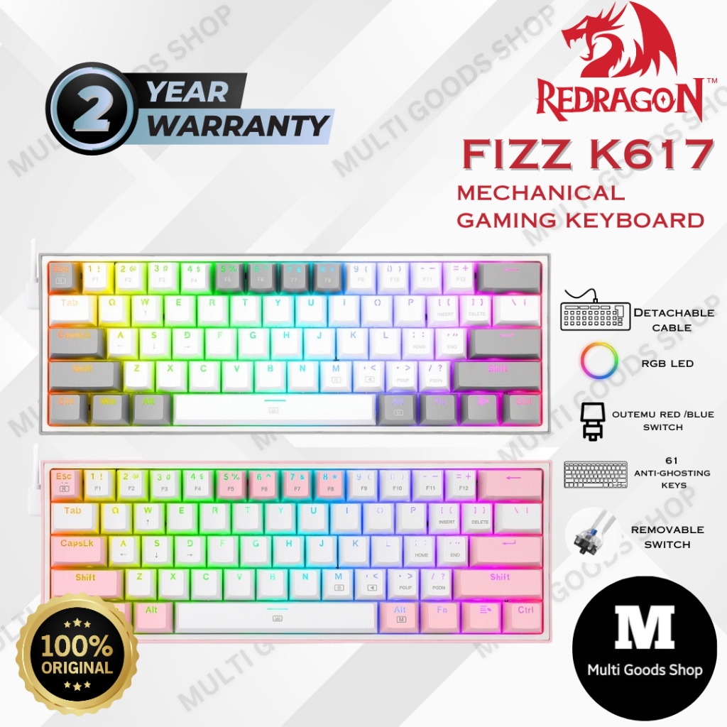 REDRAGON K617 / K617R / K617RGB Redagon Mechanical Gaming Keyboard 60% FIZZ