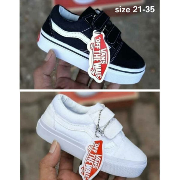Putih Vans1 CHILDREN& 39;S SHOES BABY WHITE ADHESIVE BOYS GIRLS KIDS SNEAKERS CASUAL CHILDREN