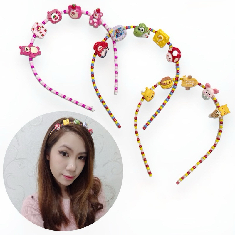 ที่คาดผม ลูกปัดตัวการ์ตูนแอนิเมชั่นLotso Mario Winnie the Pooh ที่คาดผมการ์ตูนลูกปัด Band Hairband น่ารักผู้ใหญ่ที่คาดผมตัวละคร
