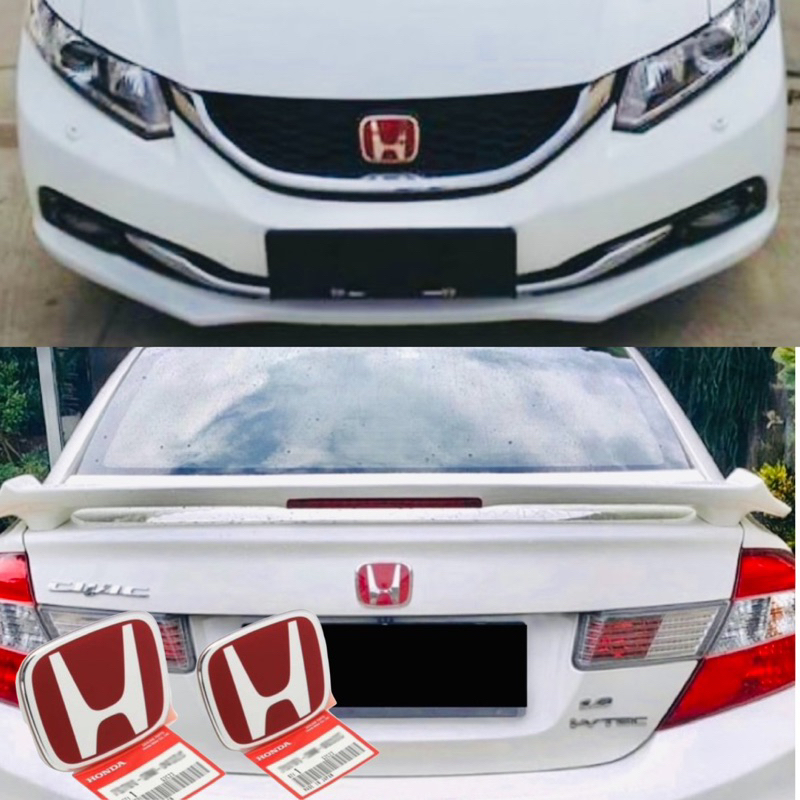 สัญลักษณ์สีแดง Honda Civic FB 2012-2015 พวงมาลัยหน้า หลัง