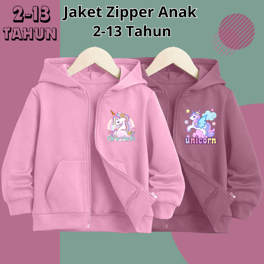 เสื้อแจ็คเก็ตเด็กผู้หญิง 2 3 4 5 6 7 8 9 10 11 12 13 ปียูนิคอร์นยูนิคอร์นแจ็คเก็ตเสื้อกันหนาวหมวกสําหรับสาวล่าสุดหญิง เสื้อฮู้ด กับซิปน่ารักรุ่