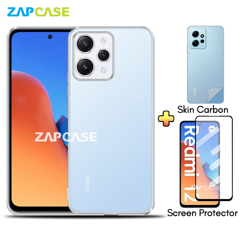 3in1 Case Package Xiaomi Redmi 12 4G, 9c, 9t, 10a, 10c, 12c, 9, 9a Ultra Clear Casing ฟรีกระจกนิรภัย