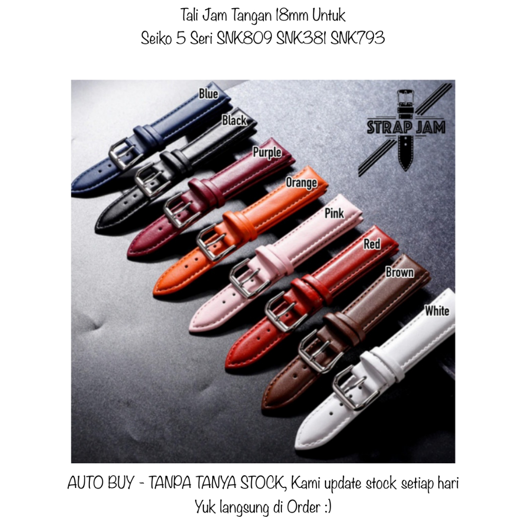 สายนาฬิกาข้อมือหนัง ขนาด 18 มม. สําหรับ Seiko 5 Series SNK809 SNK381 SNK793