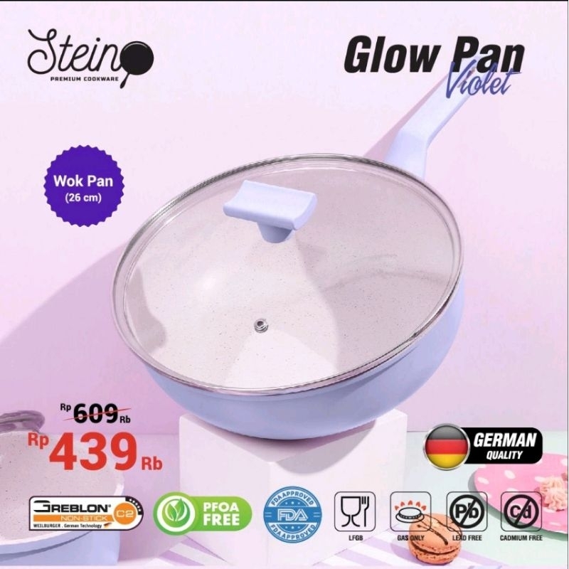 กระทะ 26 ซม. GLOW PAN Series SteinCookware Plus ฝาแก้ว - กระทะ
