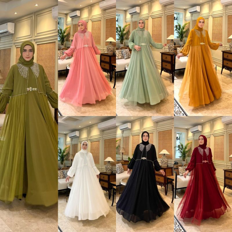 READY LATEST MODEL SET GAMIS PRINCESS 3IN1 SET HIJAB & OUTER BY AURA HIJAB ORIGINAL 100%✨