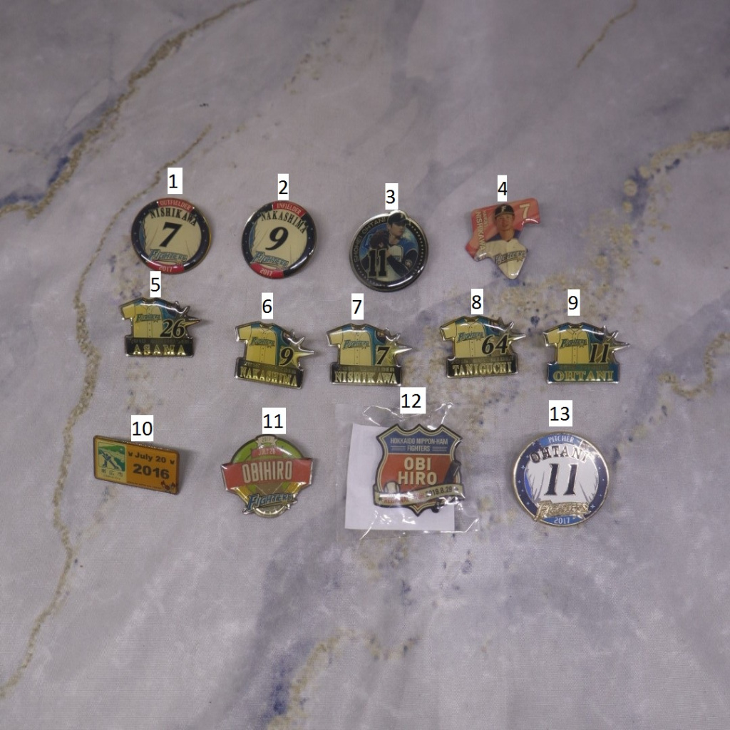 หมุดตราเหยือกโลหะ Fighters Shohei Ohtani 11 2017