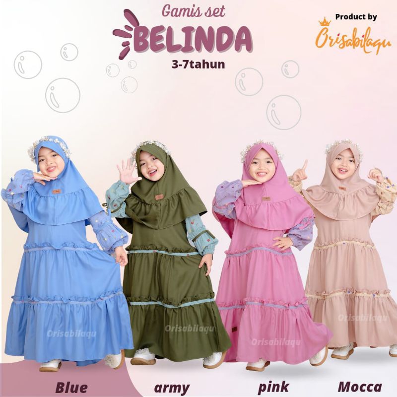 [M Mikha House] Belinda Gamis Childrens Gamis Set Hijab Syari Hijab Eid Surabaya