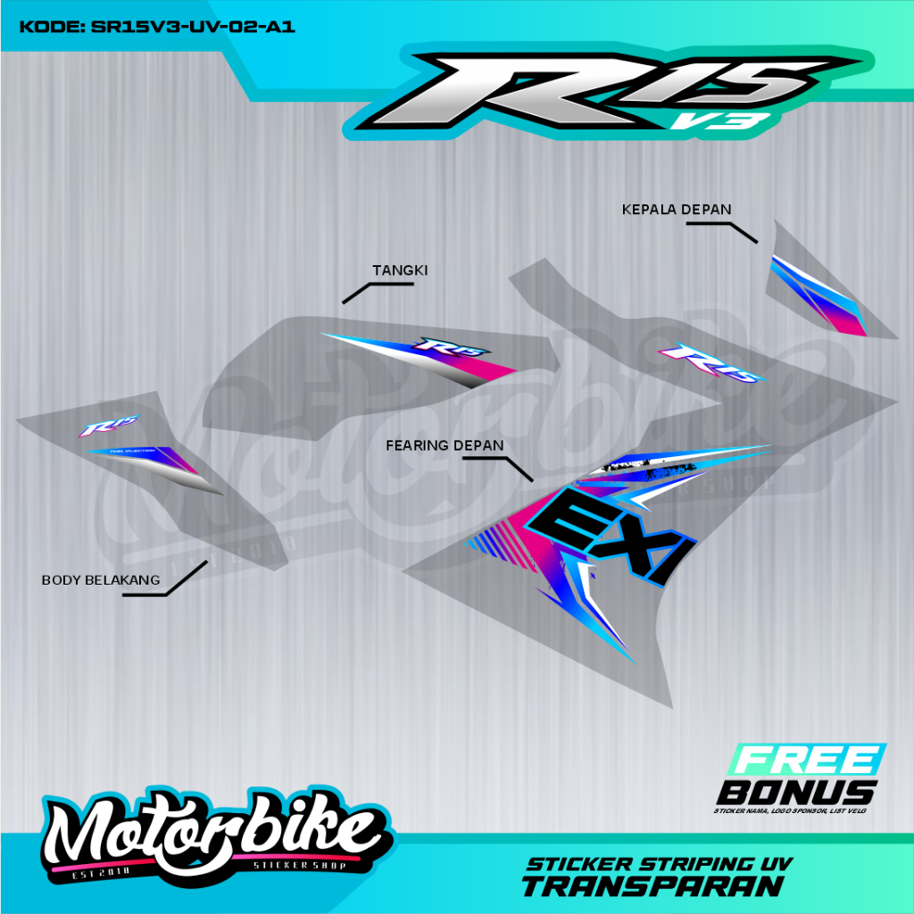 Transparent Striping R15 V3 Rainbow Motif Transparent Variation - ออกแบบที่ปรับแต่งได้ - SR15V3-UV