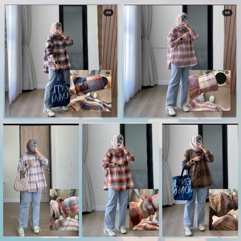 KEMEJA NIXIE เสื้อ FLANNEL เสื้อโดย MINAMIRA TATUM LAIQA CASUAL เสื้อผ้าผู้หญิง PLAID เสื้อ