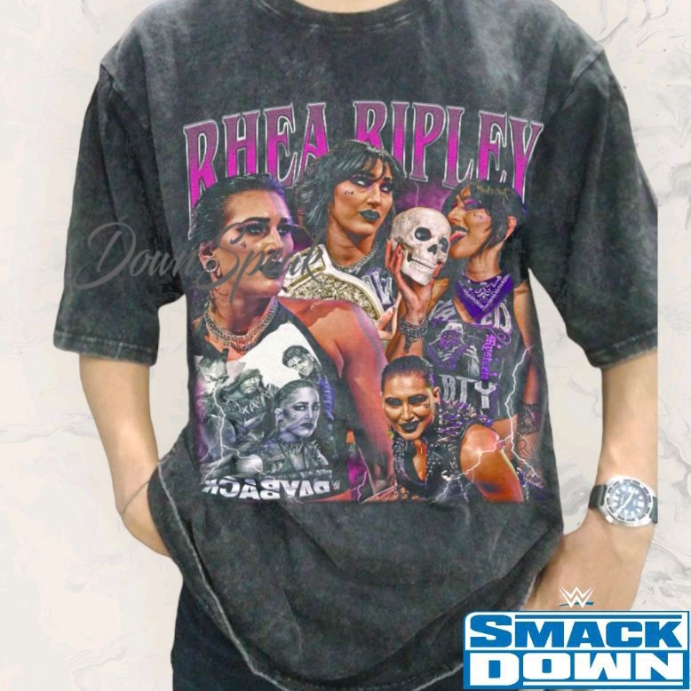 Rhea Ripley Wrestler WWE Vintage Wash เสื้อยืด/WWE Smackdown Rhea Ripley Vintage Washed Unisex Overs