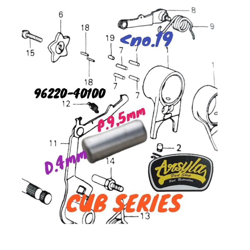 เกียร์ขาสั้น 96220-40100 ลูกกลิ้ง 4x9.5 honda astrea c70 c700 c800 astrea 800 star prima grand supa 