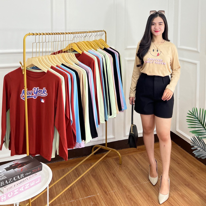 เสื้อยืดสตรี LONG SLEEVED 3PCS 110RB 888 - 39 || เสื้อยืดผ้าฝ้ายรวมสําหรับผู้หญิง || TOP ผ้าฝ้าย ONE