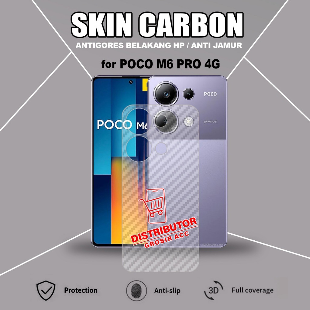 POCO M6 4G POCO M6 PRO 4G POCO M4 PRO SKIN CARBON TRANSPARENT ANTI-SCRATCH BACK POCO M6 4G POCO M4 P