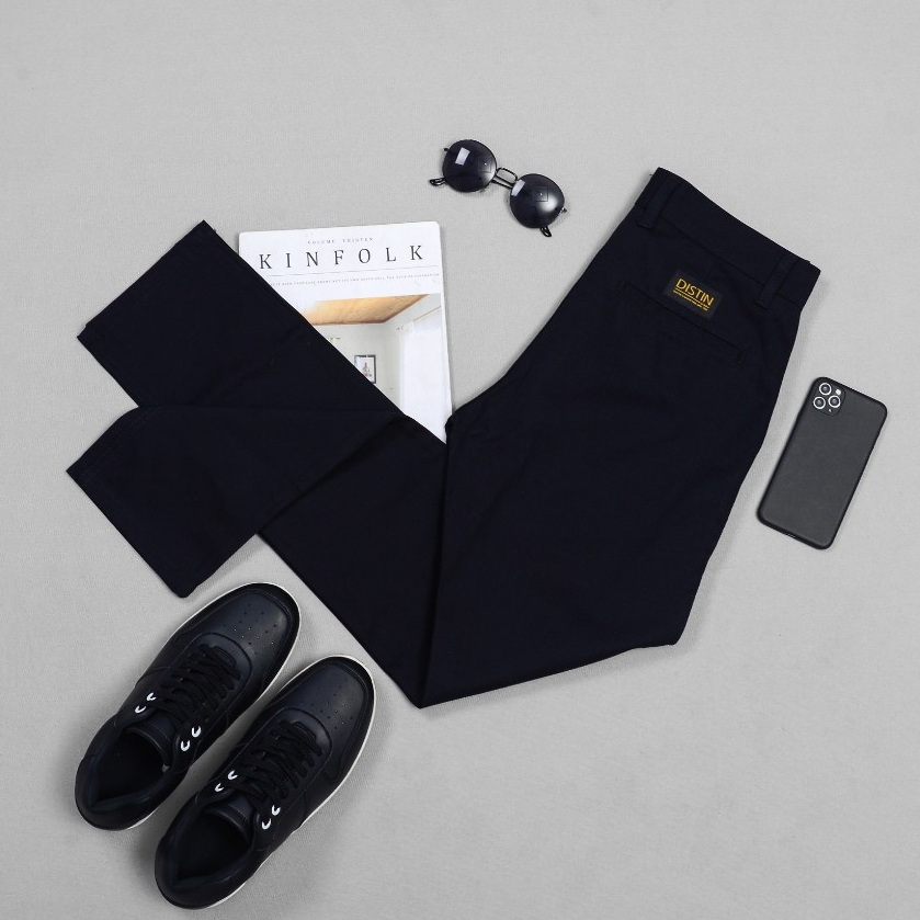 Hitam Distin Denim - กางเกงชิโน่ Selvedge accent สีดํา | Slimfit & Regular fit กางเกงชิโน่ผู้ชาย