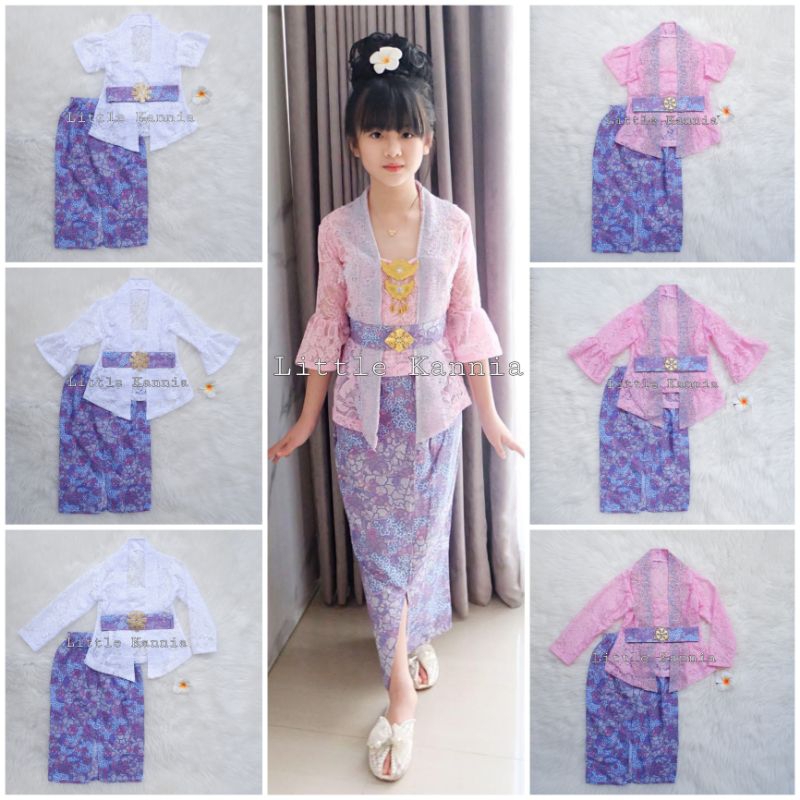Kartini CHILDREN& 39;S KEBAYA SET (BLUE SAKURA BATIK)