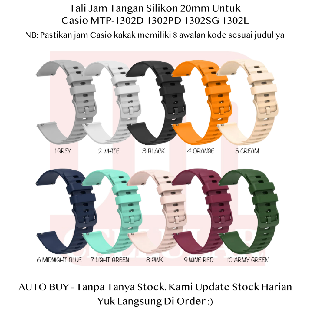 UNB สาย 20 มม. Casio MTP-1302D 1302PD 1302SG 1302L - สายนาฬิกายางซิลิโคนแบบยืดหยุ่น