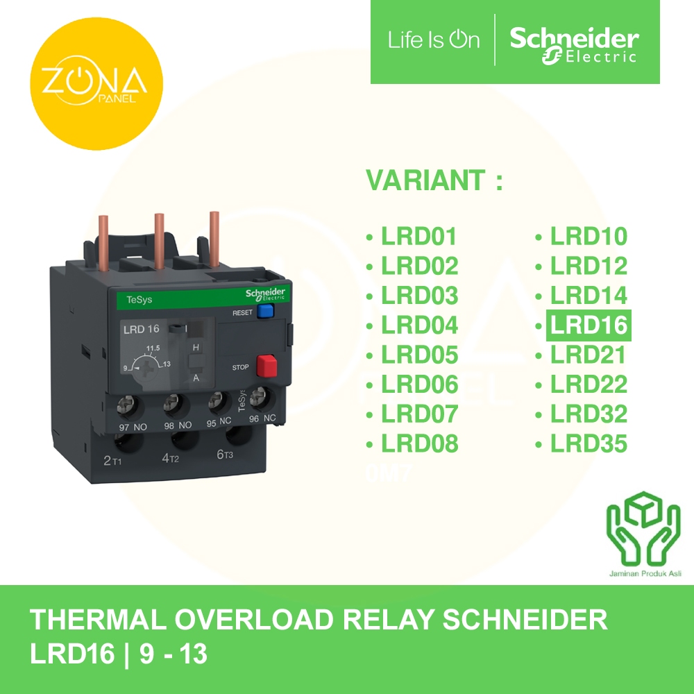 THERMAL OVERLOAD RELAY SCHNEIDER LRD16 LRD 16 9-13A ใหม่ต้นฉบับ