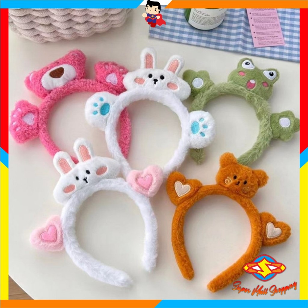 SMS ตุ๊กตาสัตว์น่ารักแถบคาดศีรษะคอสเพลย์แถบคาดศีรษะหมี Paws Motif Fluffy Bandana ผู้หญิงเด็กและผู้ให