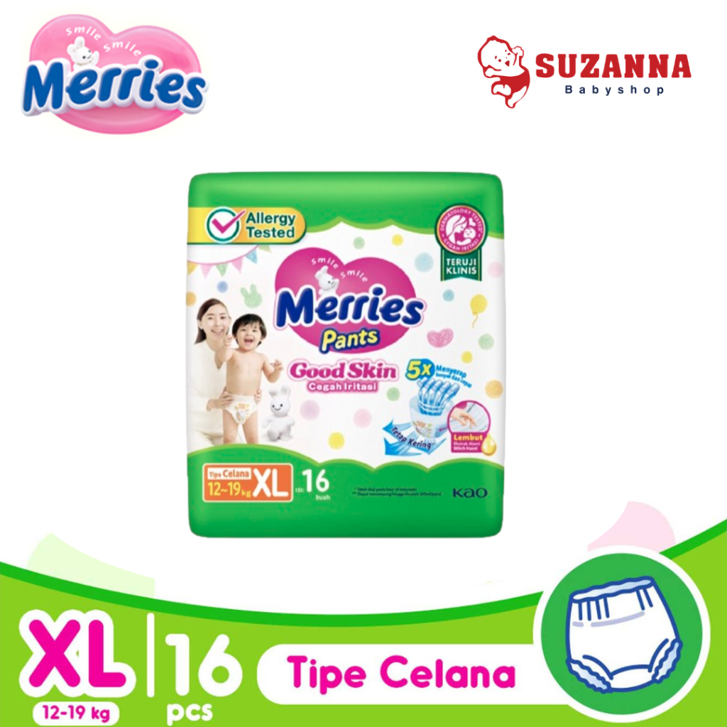 Merries Good Skin XL16 - ผ้าอ้อมเด็กสําเร็จรูปแบบกางเกง