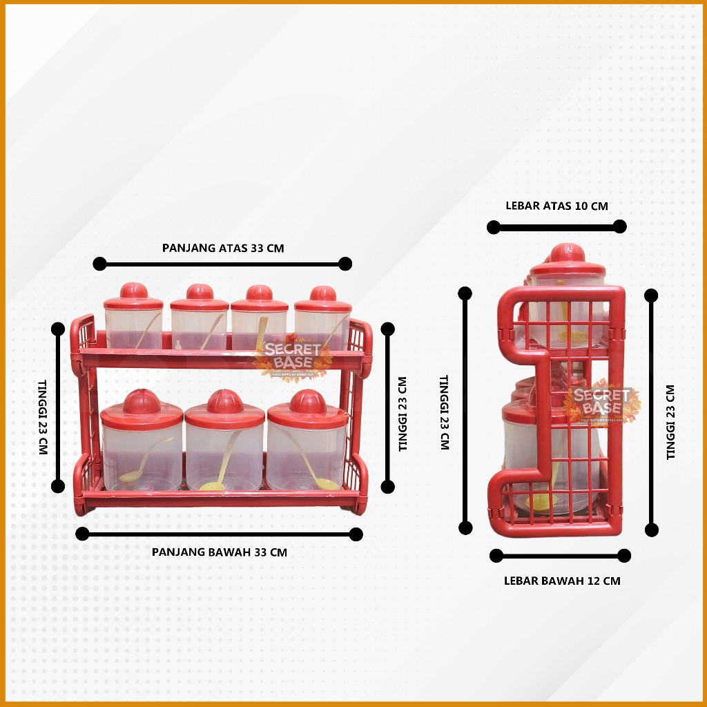 CUCI WAREHOUSE ชั้นวางเครื่องเทศ 2 ชั้น - Bonus 7 ขวดและช้อน / ชั้นวางพริกแบบแขวน / ชุดครัว