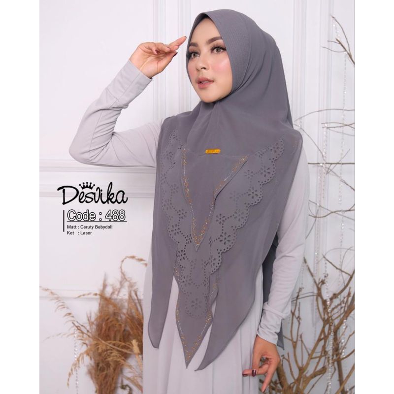 ฮิญาบสําเร็จรูป DC 488 Khimar Sequin ceruty Babydoll ตัดเลเซอร์โดย desvika ฮิญาบสตรีมุสลิม