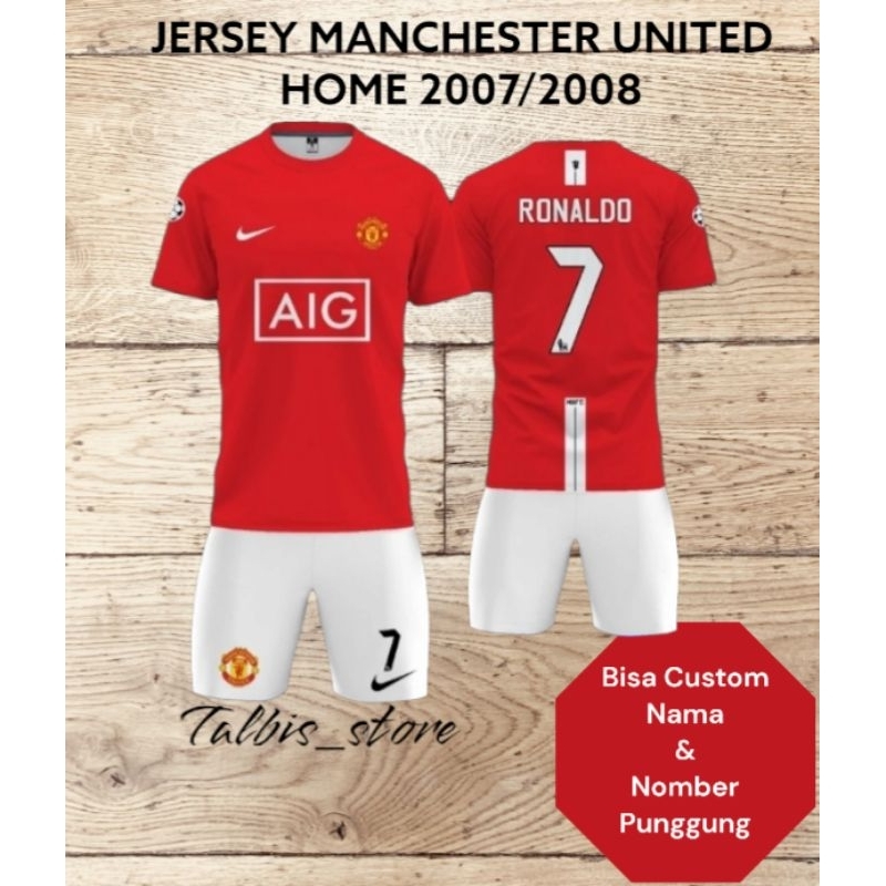 MANCHESTER UNITED HOME JERSEY 2007/2008 CHAMPION LEAGUE CHAMPIONS UEFA พิมพ์เต็ม, ฟรีชื่อที่กําหนดเอ