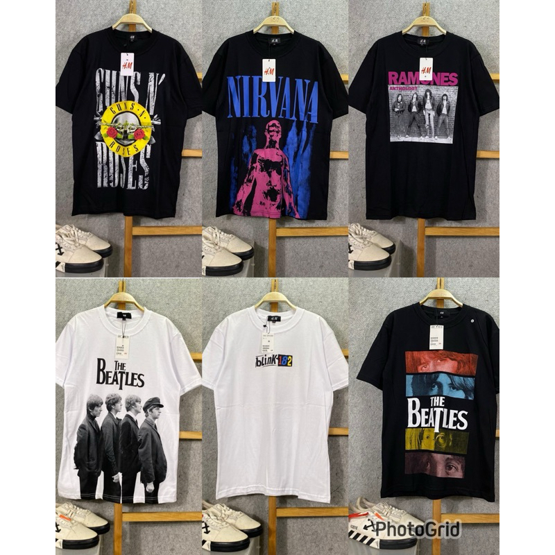 Tshirt Kaos band Vintage H &M Tiedye Premium 1/Kaos band Vintage Nirvana Guns N Roses Ramones Sogan