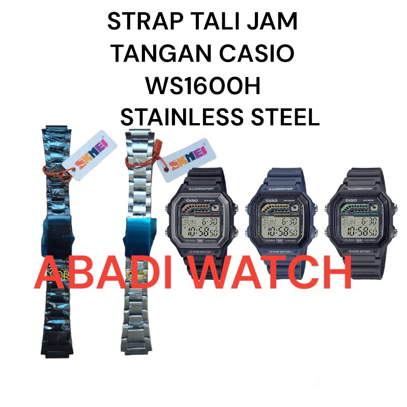 สายสแตนเลสสามารถใช้กับนาฬิกา CASIO WS 1600 H WS1600H WS 1600H WS1600 H PAS และสามารถใช้ได้โดยตรง