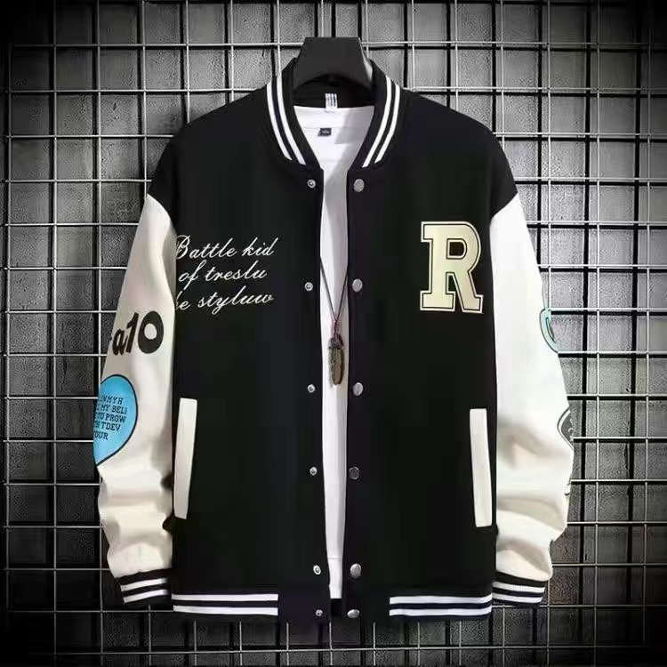 เสื้อแจ็คเก็ตเบสบอลขนาดใหญ่ (S - 6XL) R BATLE KID (พิมพ์หน้าจอ) Varsity Baseball Jacket Button Bombe