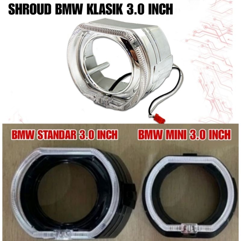 โปรเจ็กเตอร์คลาสสิก BMW 3.0 นิ้ว Shroud ขนาดมาตรฐานและมินิ รูปที่ 3