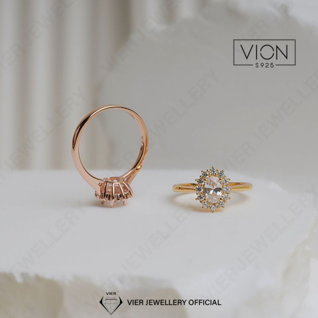 REPLIKA Vion S925 แหวน 15054 แหวนเงิน 925, แหวนจําลองเพชรเซอร์โคเนียคริสตัล