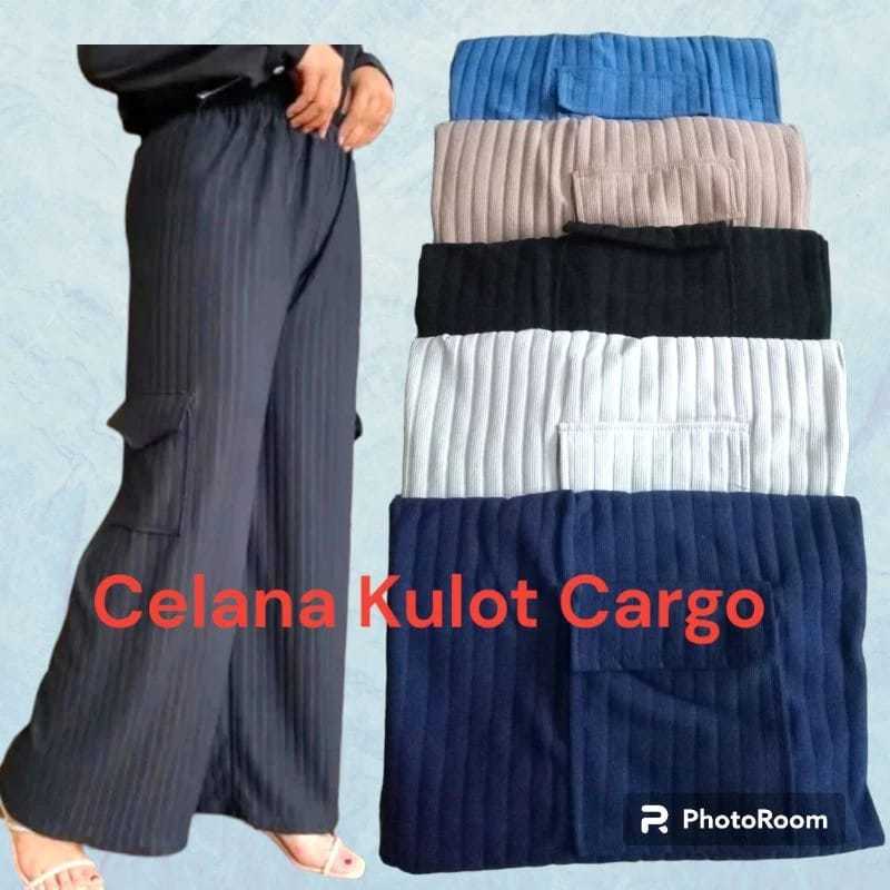 ผู้หญิง& 39;s กางเกงคาร์โก้/นําเข้า Cargo Knit Hornet culottes/kulot กางเกงคาร์โก้สไตล์เกาหลีถักกางเ