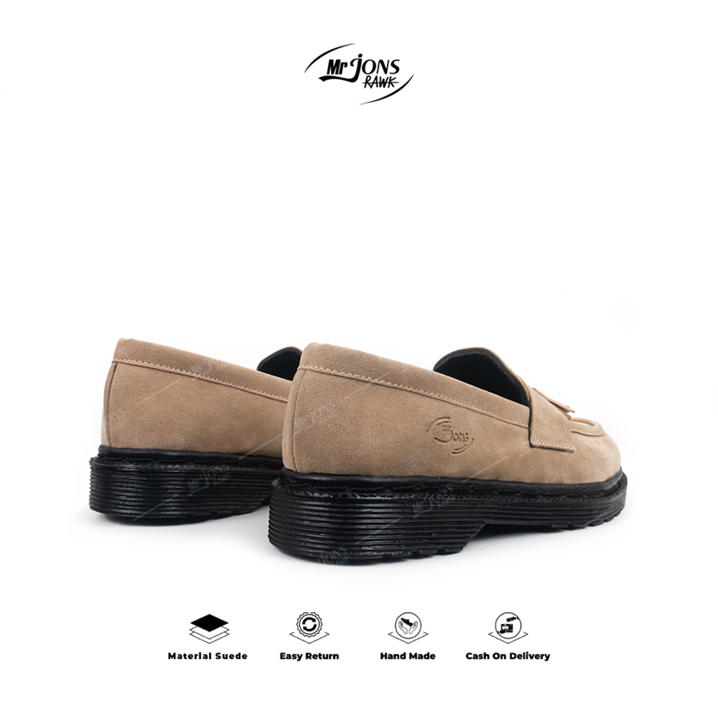 Mr.Jonsrawk Official - Mens Womens Casual Cream Leather Penny Loafers Shoes