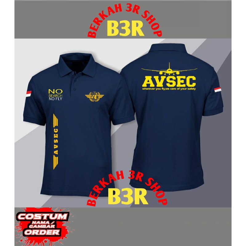 เสื้อโปโลแขนสั้น AVSEC ล่าสุด/เสื้อคอปก AVSec