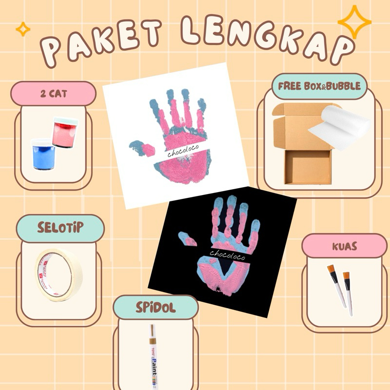 [FREE Box&bubble] ชุดเพ้นท์มือ DIY แพ็คเกจครบชุด | ชุดเซตผ้าใบคู่รัก | ผ้าใบปั๊มมือคู่ | ชุดระบายสีผ้าแคนวาส