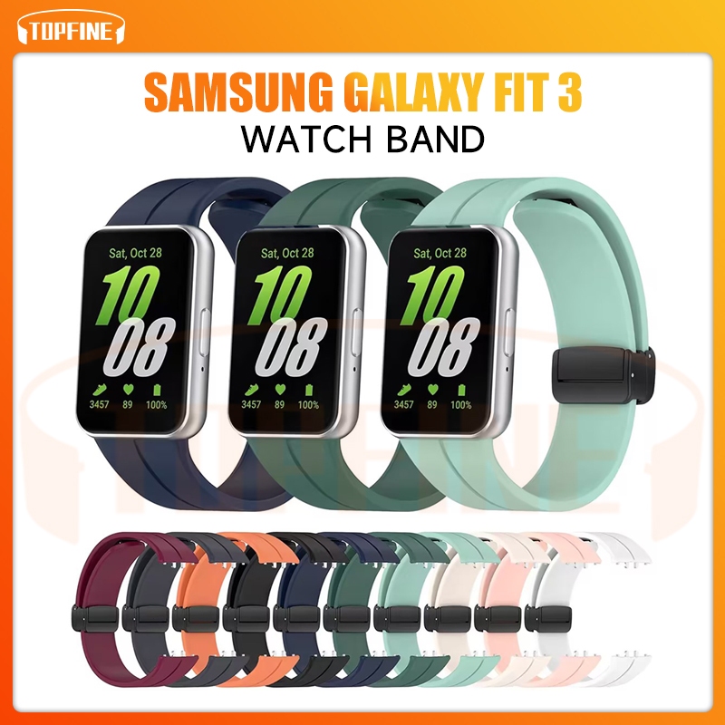 Samsung Galaxy Fit 3 Strap Silicone Magnetic Buckle Replacement Strap Samsung Fit 3 สีธรรมดา