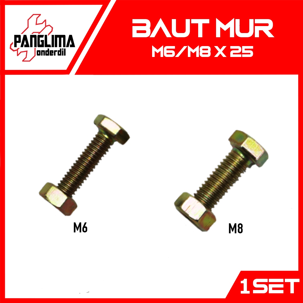 Bolt Nut M6x25 M8x25 M6 M8 x 25 8x25 M 8 6 Nut Bolt สีเหลือง 10 12