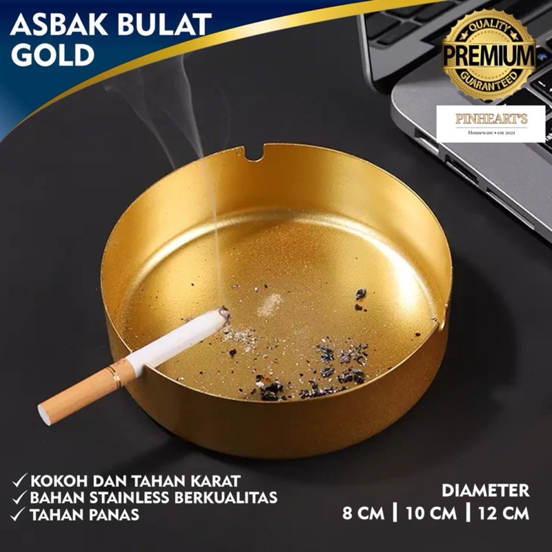 3 หลุมทอง ROUND CIGARETTE ASHTRAY | THICK GOLD สแตนเลส เหล็กกลม ASHTRAY | 3HOLE GOLD ASHTRAY ASHTRAY
