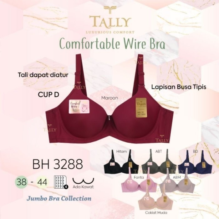 ขาย Tally Bra Bh Jumbo 3288 I Size 38-44 I Underwire I Thin Foam